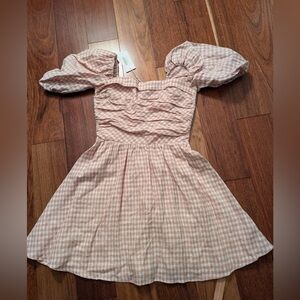 Reformation linen dress - pink and white - NWT size 8